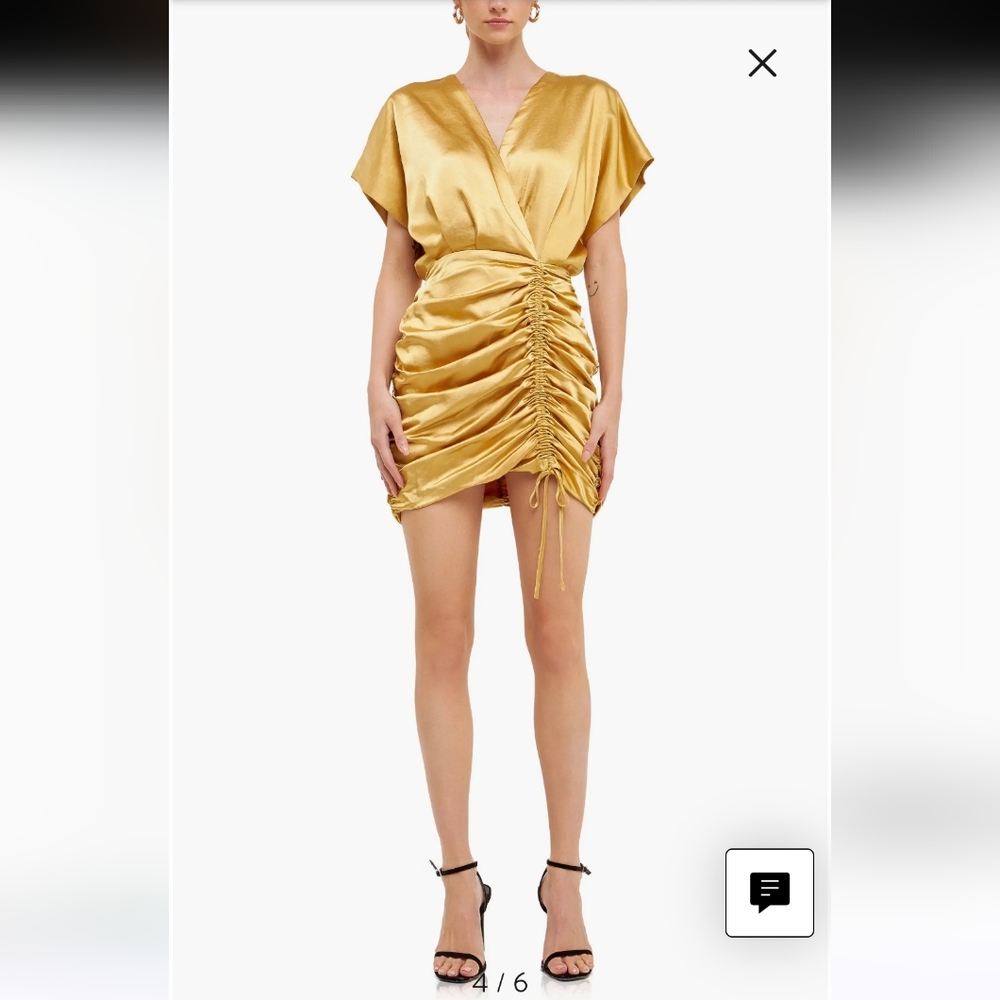 NWT Endless Rose Ruched Satin Dress